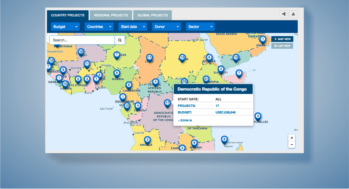 UNESCO Portal country-projects map view.